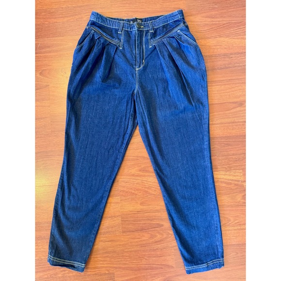 BBJ Los Angeles Denim - BBJ Los Angeles Womens Pleated Tapered Jeans Dark Wash Size 11/30 - Waist 32"